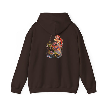 Hoodie - Koi Fish Garden Back Print Hoodie (Japanese Pond, Tranquil Zen Design)