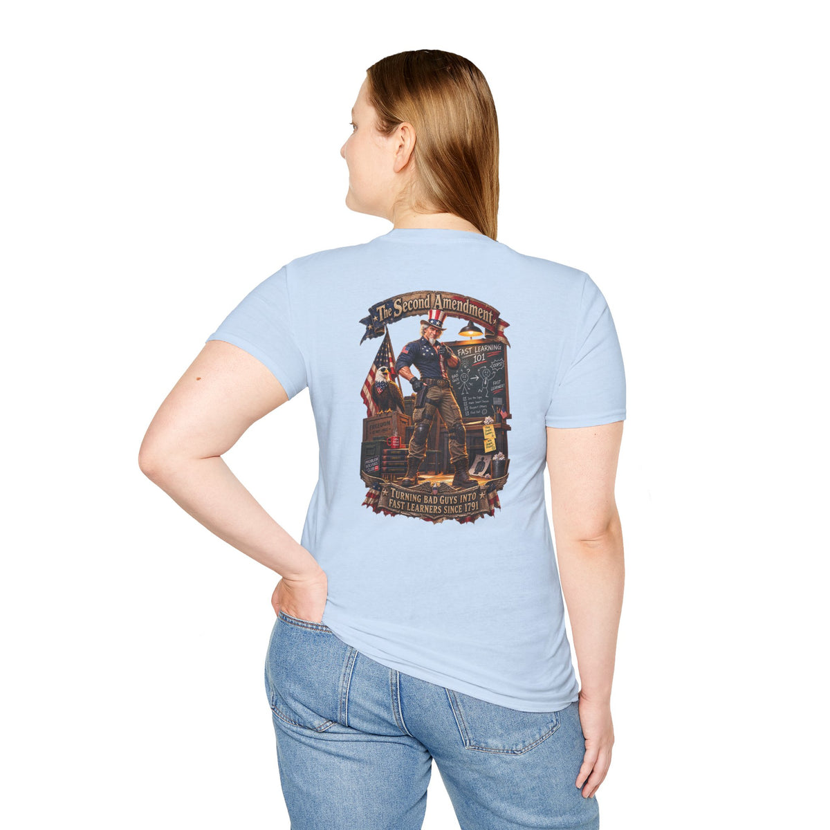 Patriotic Revolutionary War T-Shirt — Vintage American Flag Sleeves