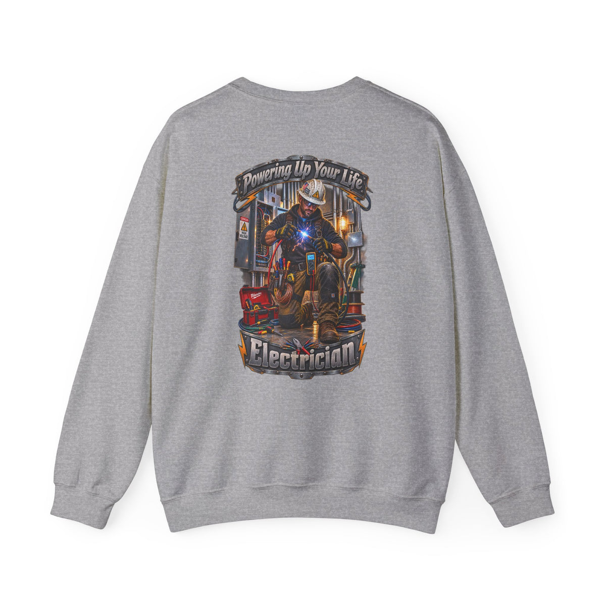 Electrician Crewneck Sweatshirt — 'Powering Up Your Life' Tradesman Gift - Personalized