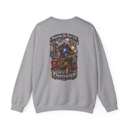 Electrician Crewneck Sweatshirt — 'Powering Up Your Life' Tradesman Gift - Personalized