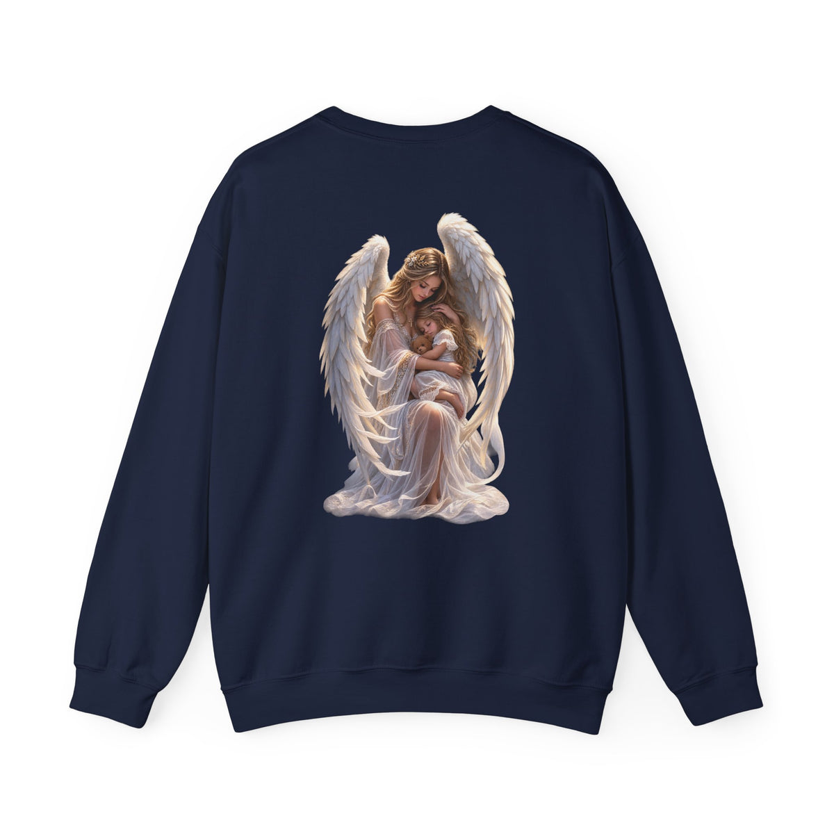 Angel Mother & Child Crewneck Sweatshirt – Serene Guardian Graphic Pullover - personalized