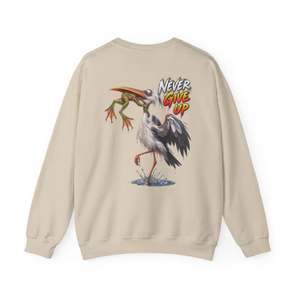 Never Give Up Stork & Frog Crewneck Sweatshirt