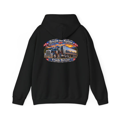 Truck Driver Hoodie  — "Driving the Nation" Patriotic Semi-Truck Design