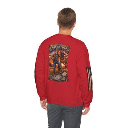 Veteran Tribute Crewneck Sweatshirt— American Flag Sleeve Patriotic Military Sweatshirt