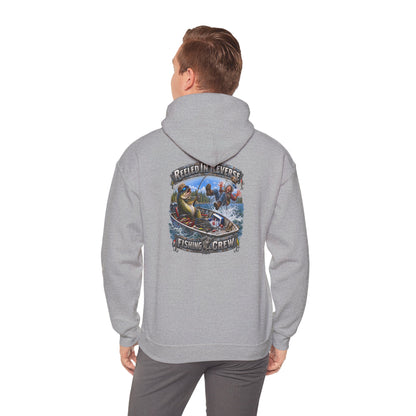 Fishing Crewneck Hoodie — "Reeled in Reverse" Graphic