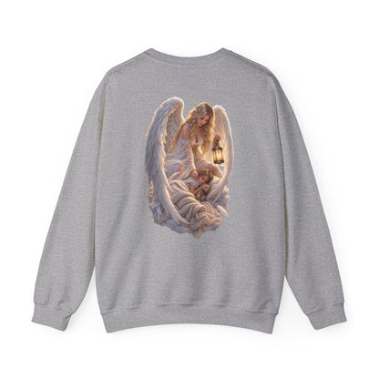 Angel Embrace Crewneck Sweatshirt — Serene Guardian Back Print - personalized