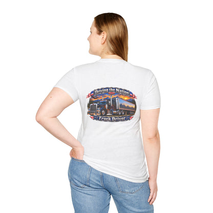 Truck Driver Crewneck T-Shirt— "Driving the Nation" Patriotic Semi-Truck Design - Personalized