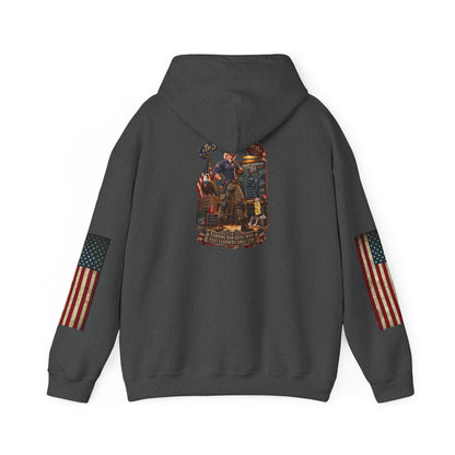 Patriotic Revolutionary War Hoodie — Vintage American Flag Sleeves