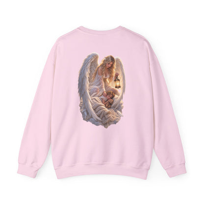 Angel Embrace Crewneck Sweatshirt — Serene Guardian Back Print - personalized