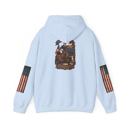 Patriotic Revolutionary War Hoodie — Vintage American Flag Sleeves