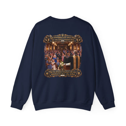 Religious Choir Scene Crewneck Sweatshirt — Church Service Illustration