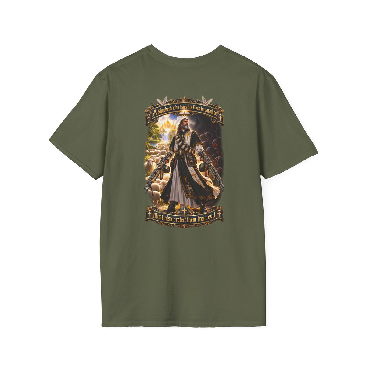Hoodie: Gothic Angel Guardian Back Print T-Shirt – Dark Fantasy Streetwear