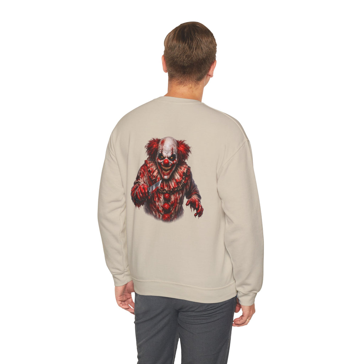 Horror Clown Bear Sweatshirt — Creepy Bloodied Teddy Graphic Sweatshirt