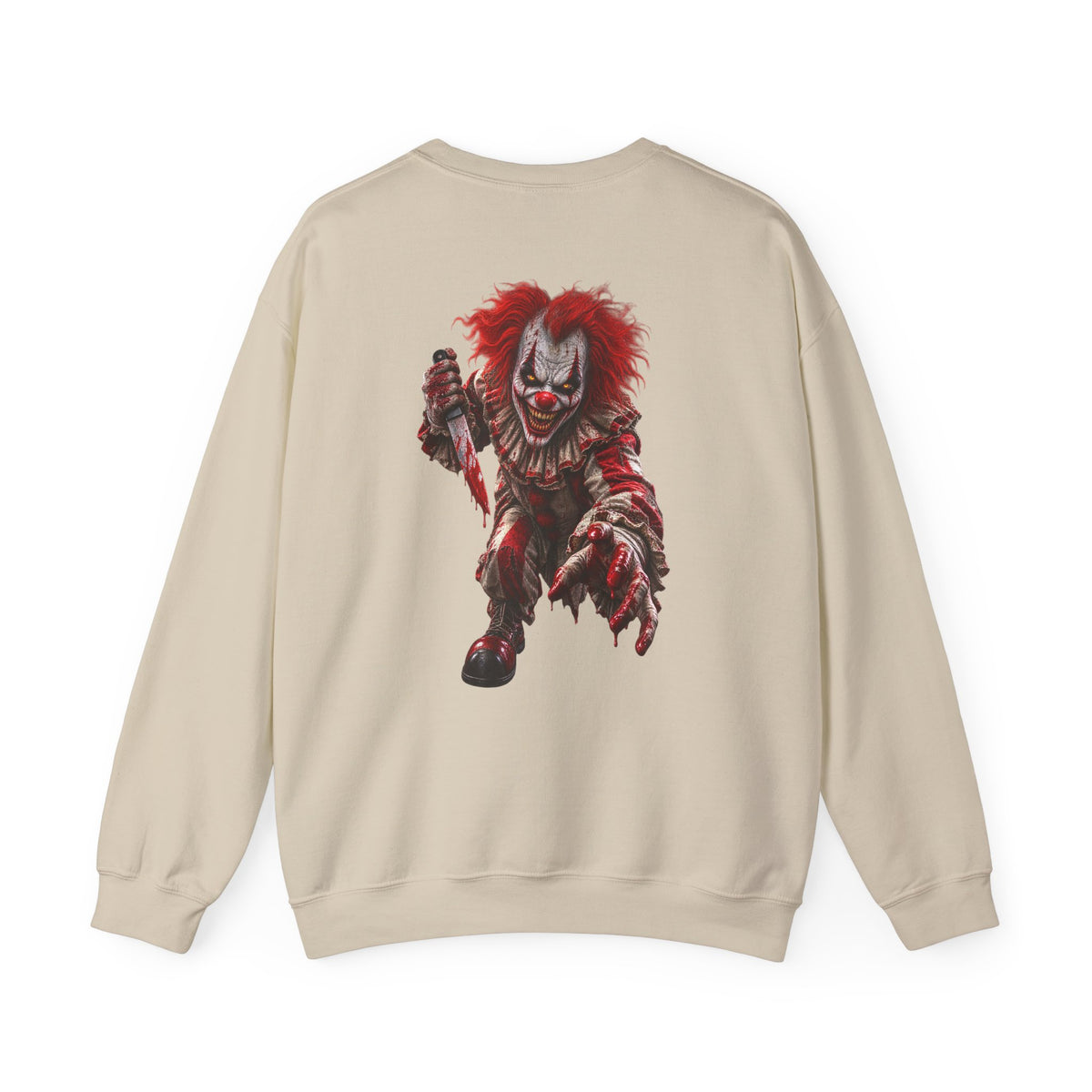 Horror Clown Graphic Sweatshirt — Creepy Red Pennywise Style Back Print - Personalized