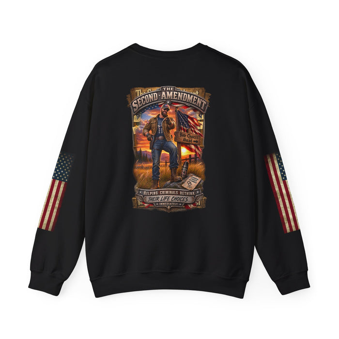Veteran Tribute Crewneck Sweatshirt— American Flag Sleeve Patriotic Military Sweatshirt