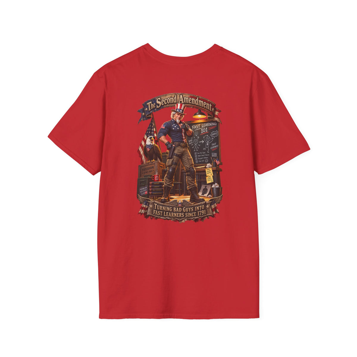 Patriotic Revolutionary War T-Shirt — Vintage American Flag Sleeves