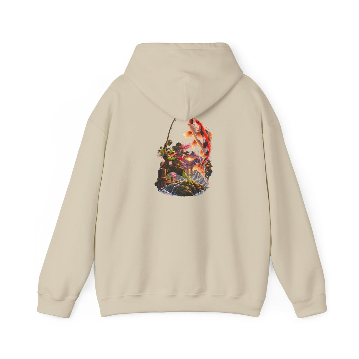 Hoodie - Koi Fish Garden Back Print Hoodie (Japanese Pond, Tranquil Zen Design)