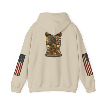Patriotic Veteran Tribute Hoodie — American Flag Sleeves & Military Honor Back Print - Personalized
