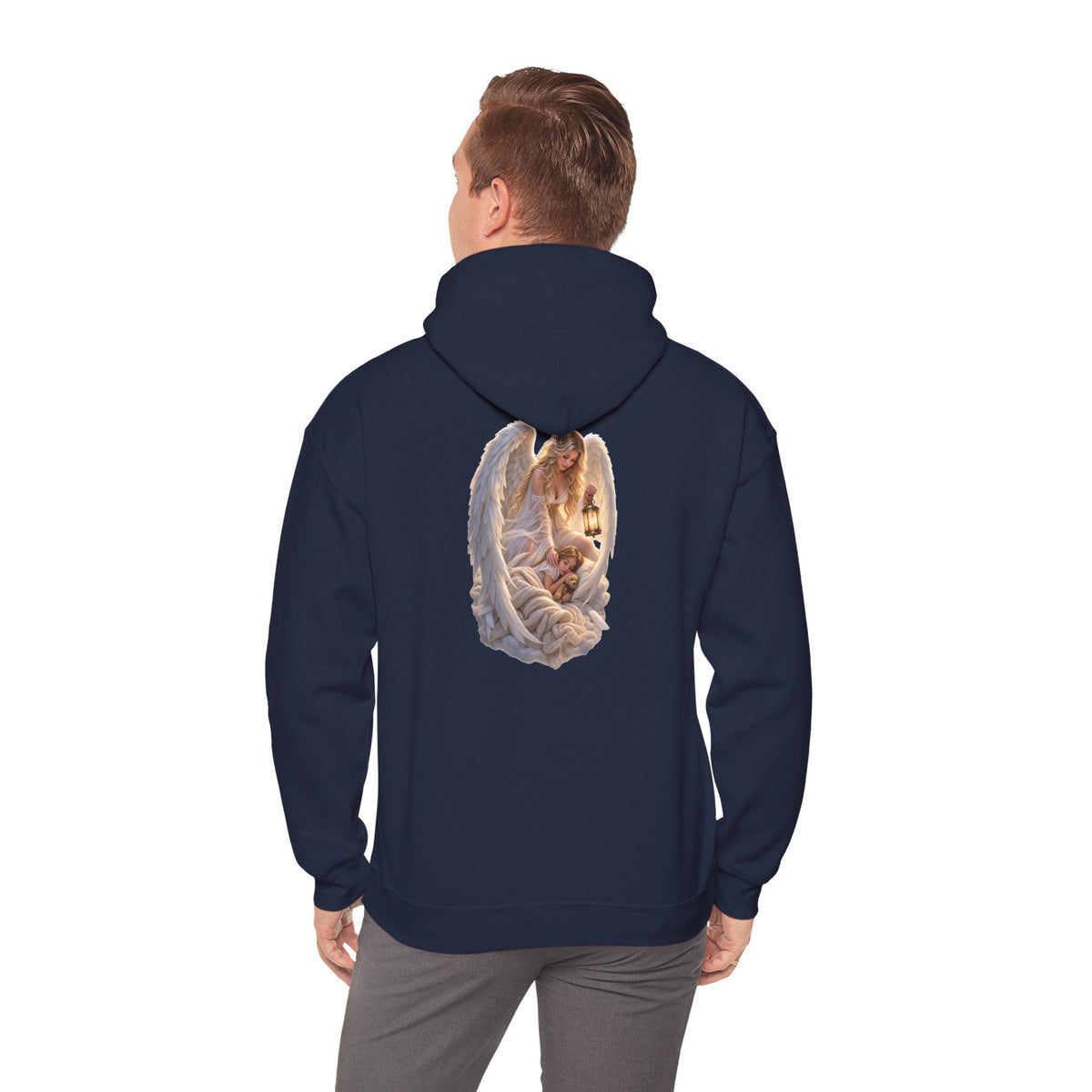 Angel Embrace Hoodie — Serene Guardian Back Print
