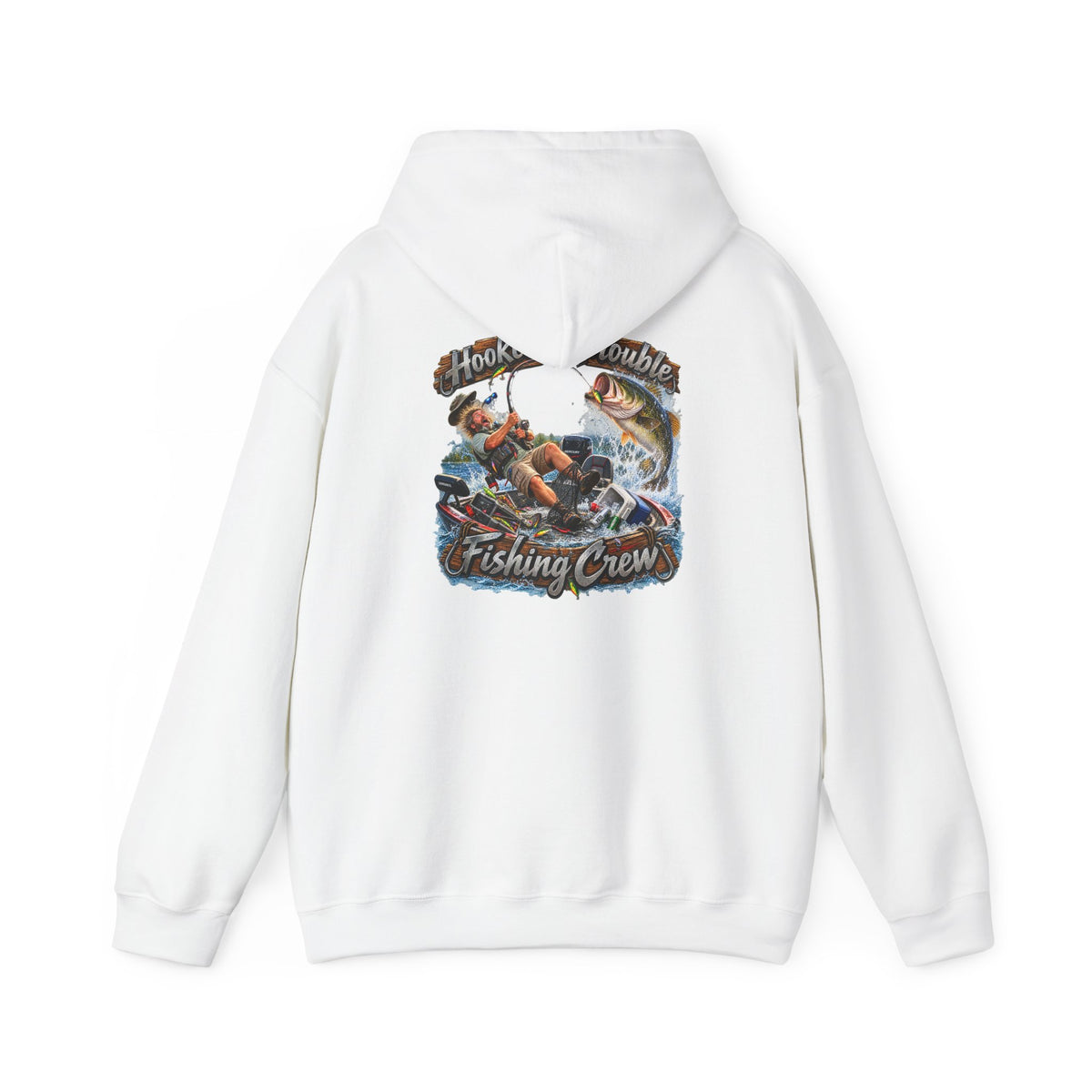 Fishing Crew Hoodie — "Hooked on Trouble" Graphic Hoodie