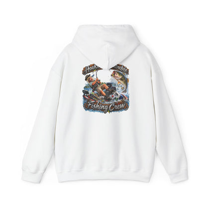 Fishing Crew Hoodie — "Hooked on Trouble" Graphic Hoodie