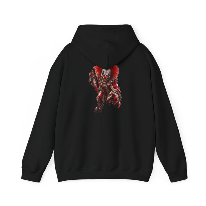Horror Clown Graphic Hoodie — Creepy Red Pennywise Style Back Print - Personalized