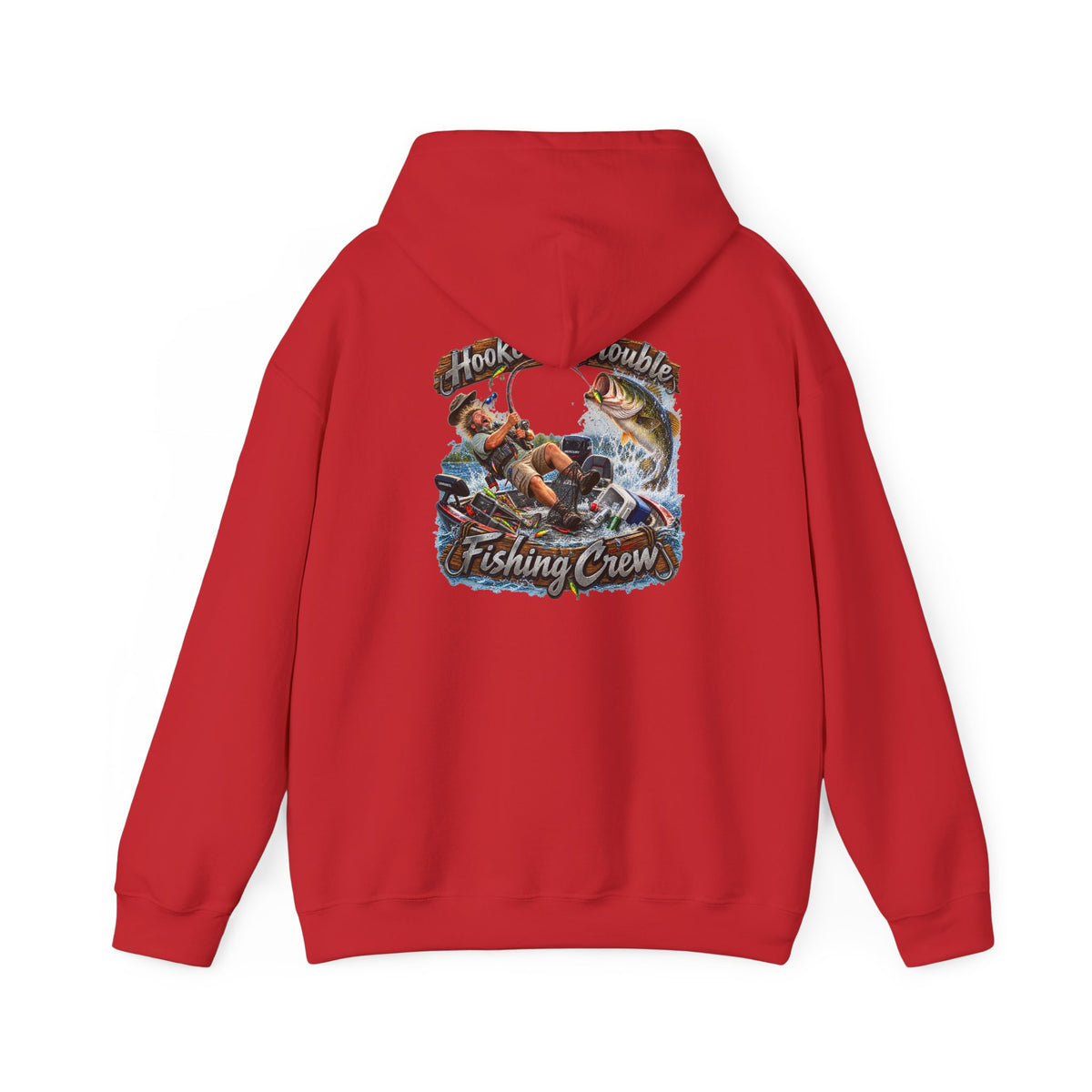 Fishing Crew Hoodie — "Hooked on Trouble" Graphic Hoodie