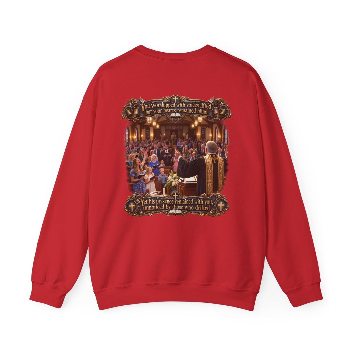 Religious Choir Scene Crewneck Sweatshirt — Church Service Illustration - Personalized