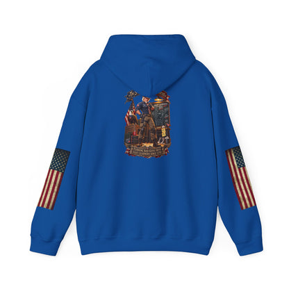 Patriotic Revolutionary War Hoodie — Vintage American Flag Sleeves - Personalized