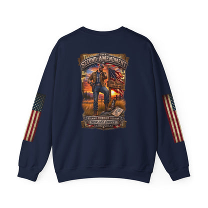Veteran Tribute Crewneck Sweatshirt— American Flag Sleeve Patriotic Military Sweatshirt