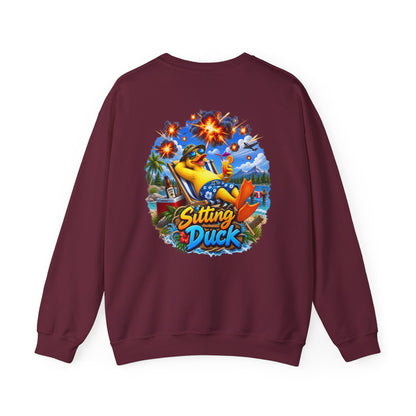 Sitting Duck Graphic Sweatshirt – Colorful Tropical Duck Illustration