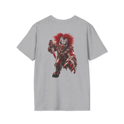 Horror Clown Graphic T-Shirt — Creepy Red Pennywise Style Back Print - Personalized