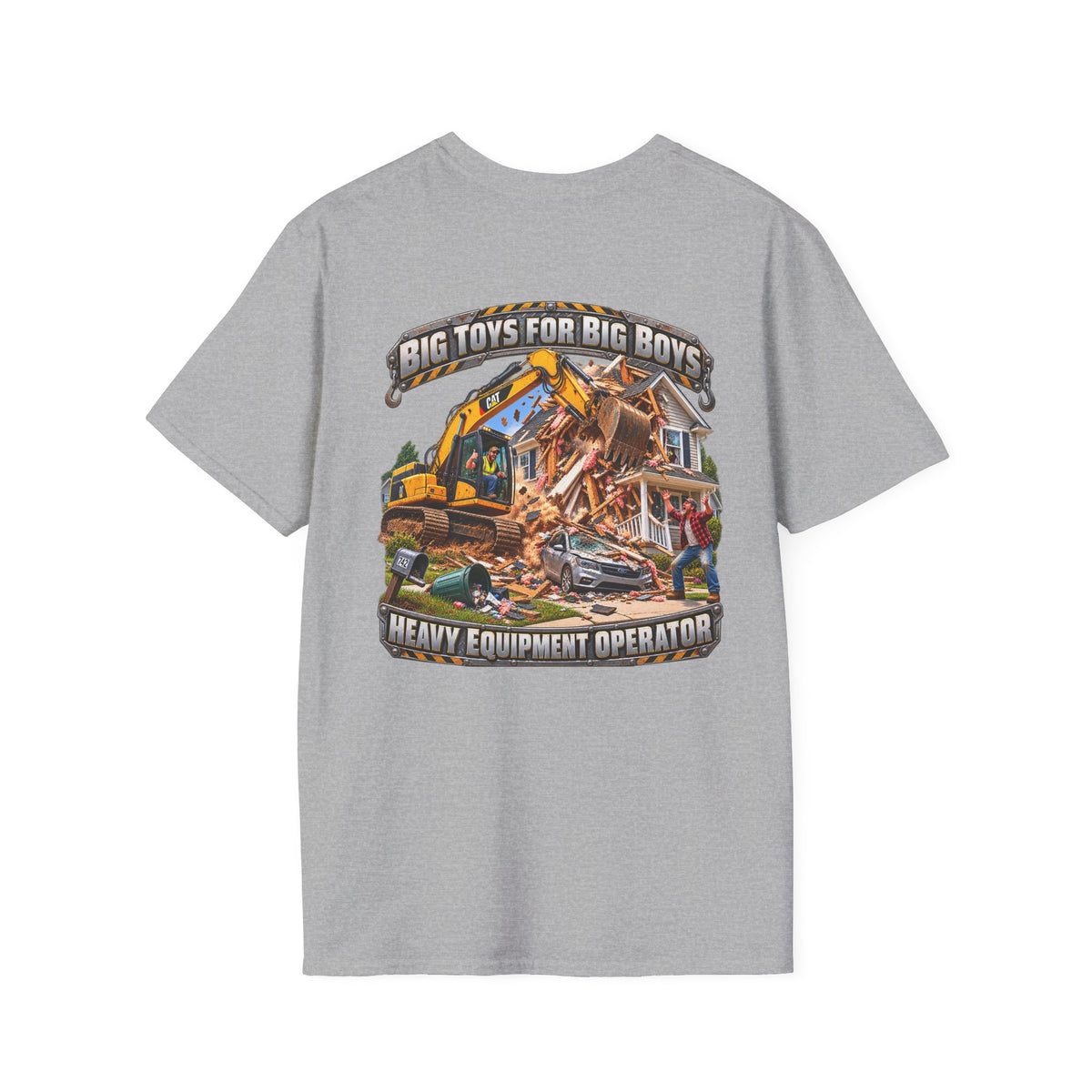Funny Heavy Equipment Operator T-Shirt — "Big Toys for Big Boys" Construction Truck Graphic