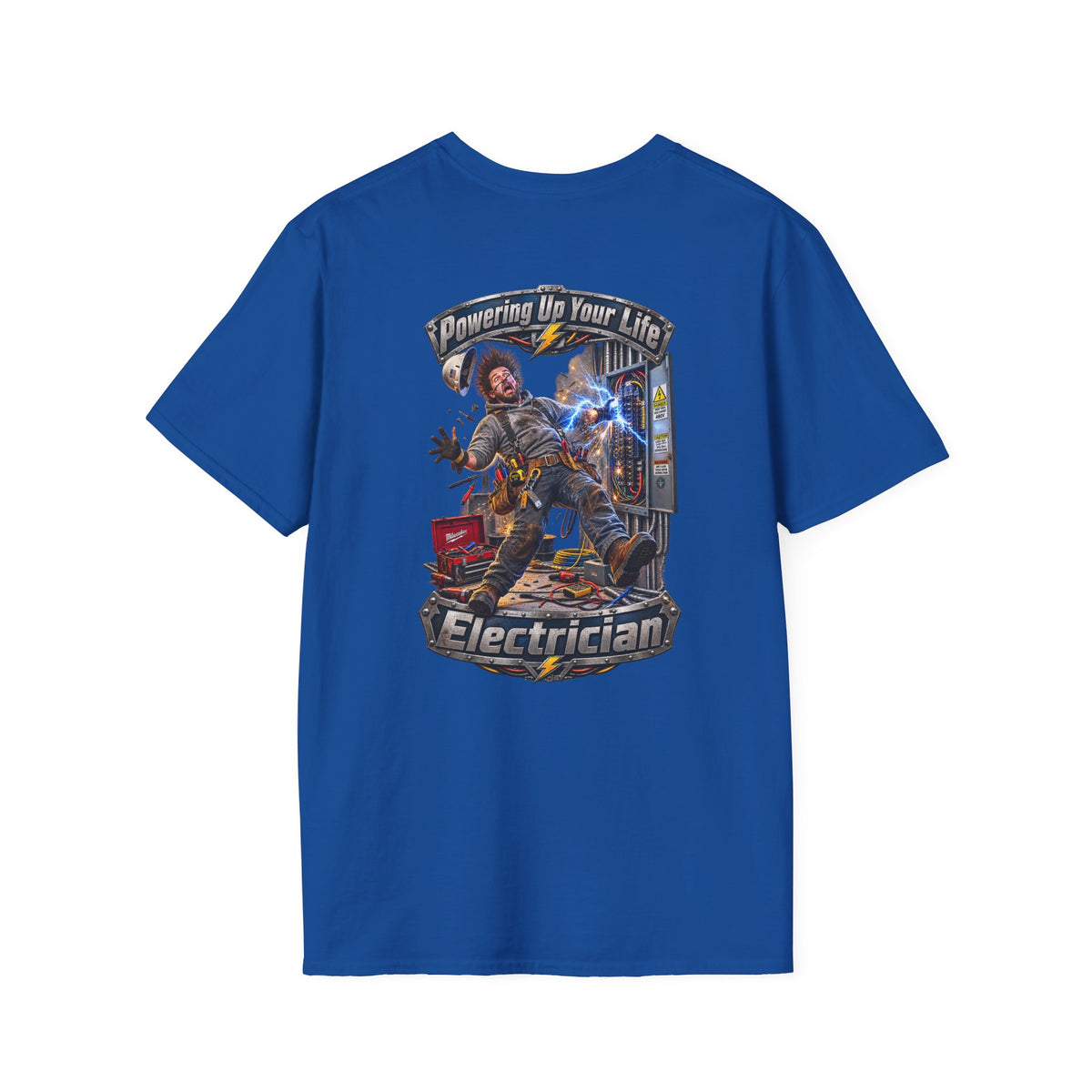 Funny Electrician Crewneck T-Shirt — 'Powering Up Your Life' Tradesman Gift - Personalized