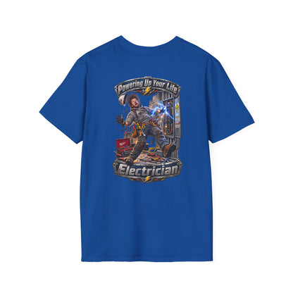 Funny Electrician Crewneck T-Shirt — 'Powering Up Your Life' Tradesman Gift - Personalized