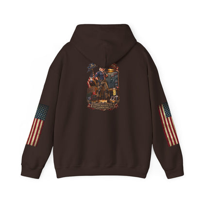 Patriotic Revolutionary War Hoodie — Vintage American Flag Sleeves