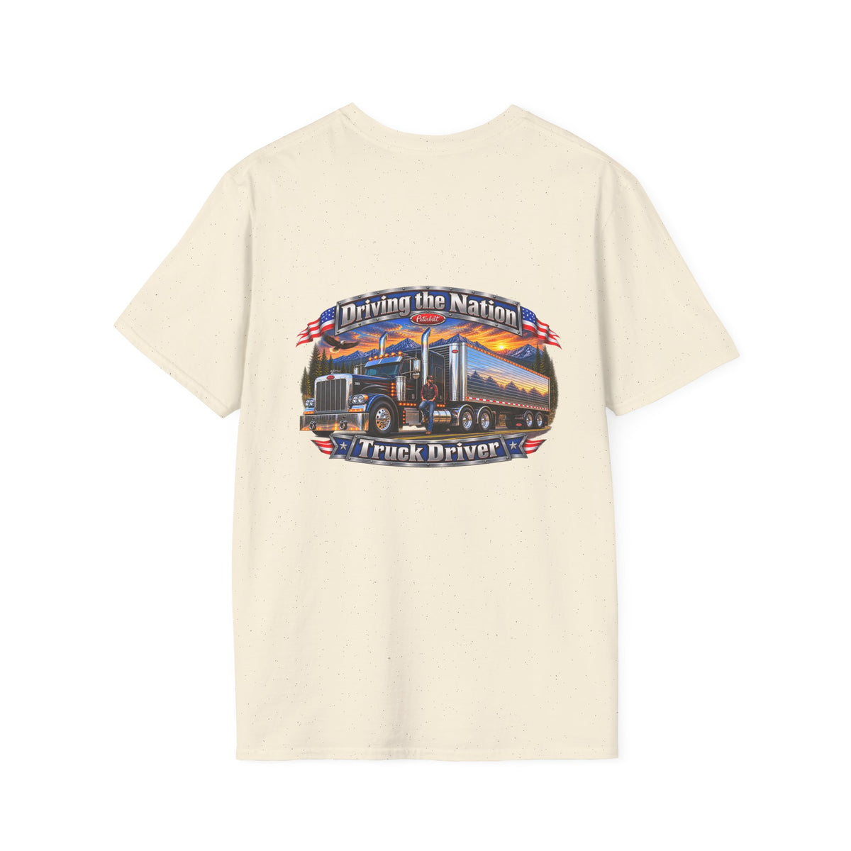 Truck Driver Crewneck T-Shirt— "Driving the Nation" Patriotic Semi-Truck Design - Personalized