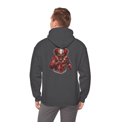 Horror Clown Bear Hoodie — Creepy Bloodied Teddy Graphic Sweatshirt