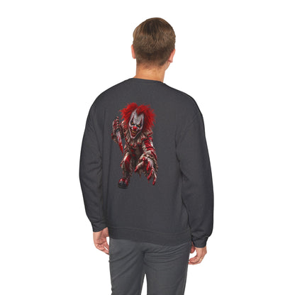 Horror Clown Graphic Sweatshirt — Creepy Red Pennywise Style Back Print