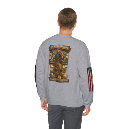 Patriotic Veteran Tribute Crewneck — American Flag Sleeves & Military Honor Back Print