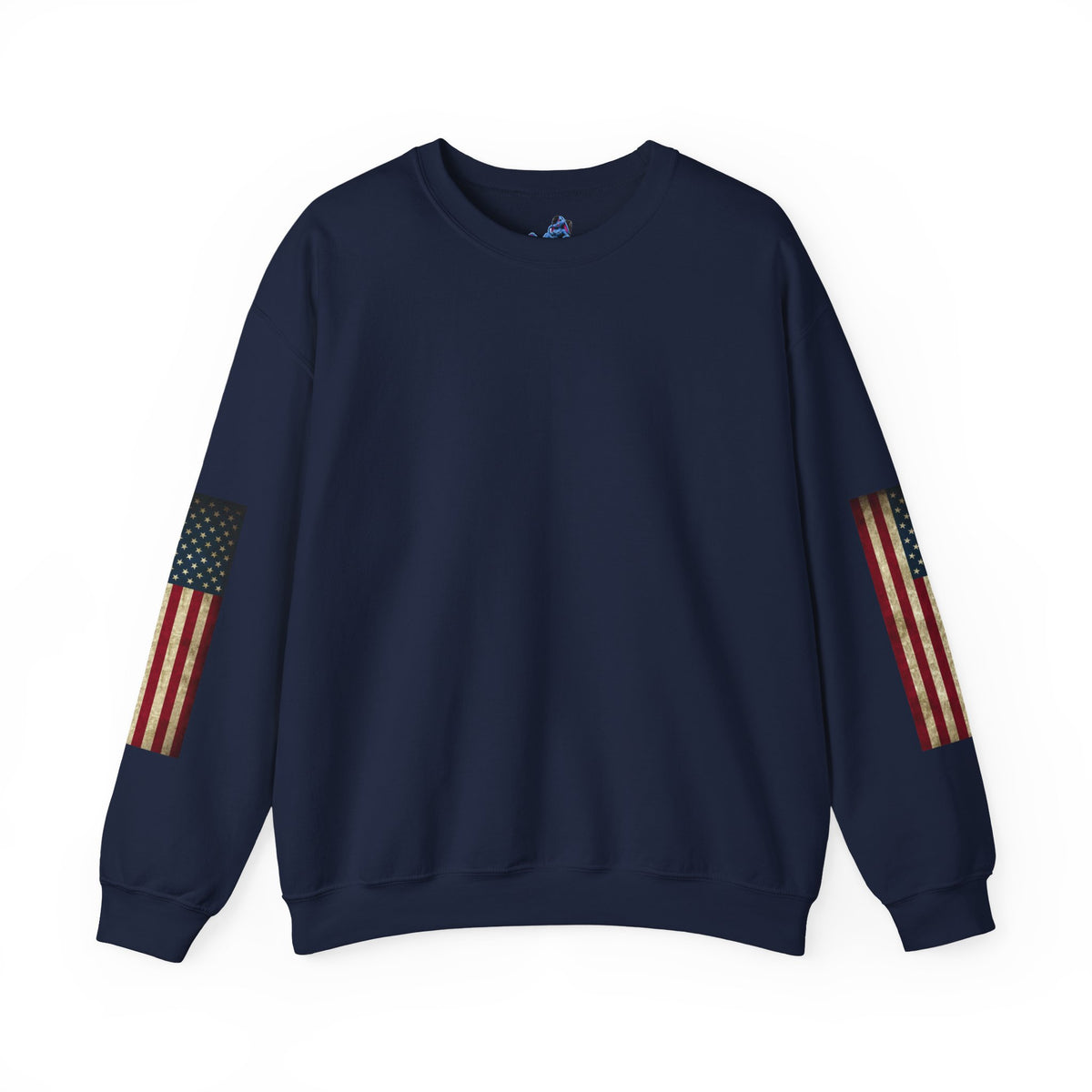 Patriotic Revolutionary War Crewneck Sweatshirt — Vintage American Flag Sleeves