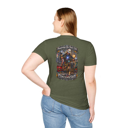 Electrician T-Shirt — 'Powering Up Your Life' Tradesman Gift