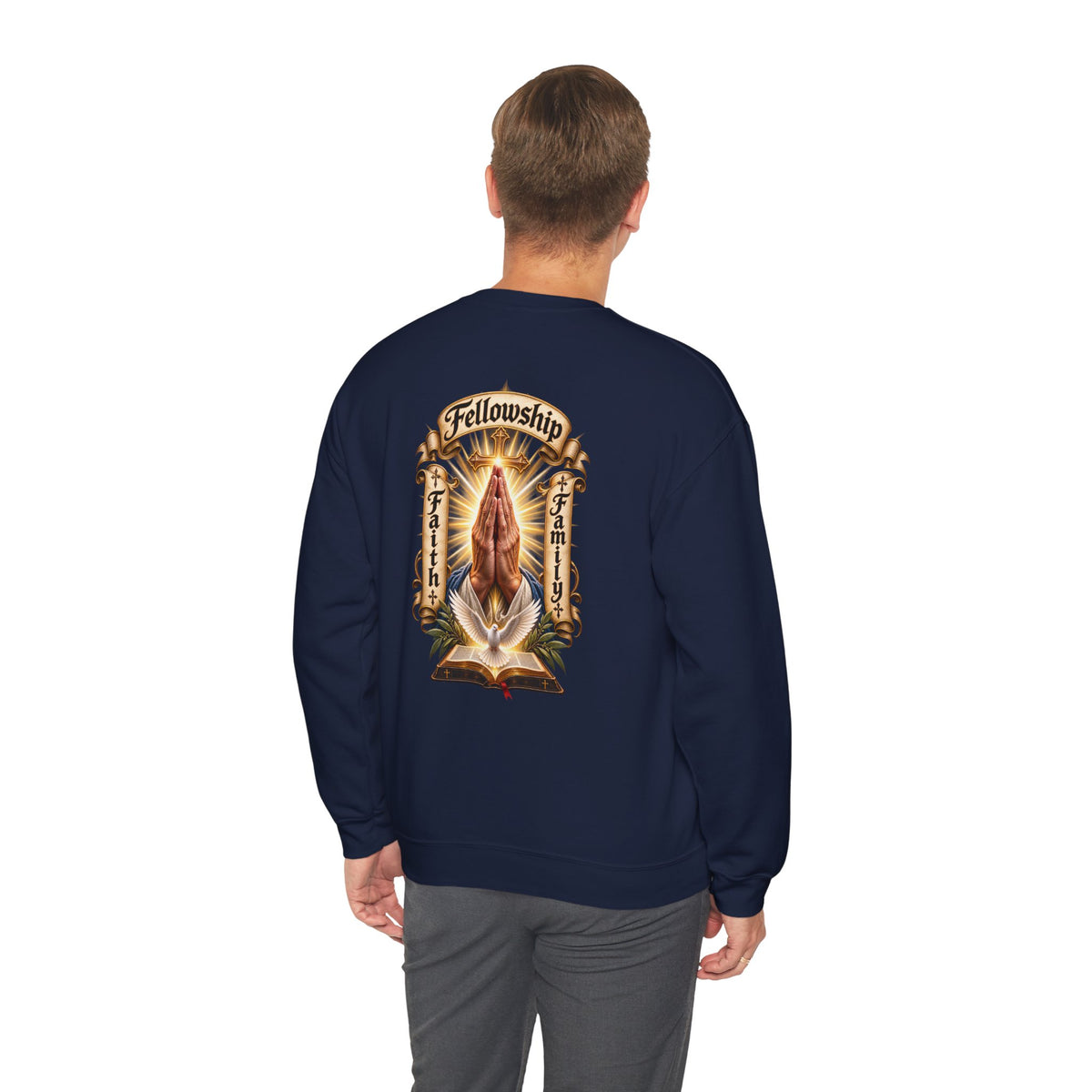 Prayer Hands Sweatshirt — Vintage Sacred Heart Religious Sweatshirt - Personalized