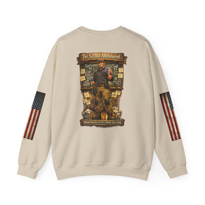 Patriotic Veteran Tribute Crewneck Sweatshirt — American Flag Sleeves & Military Honor Back Print - Personalized