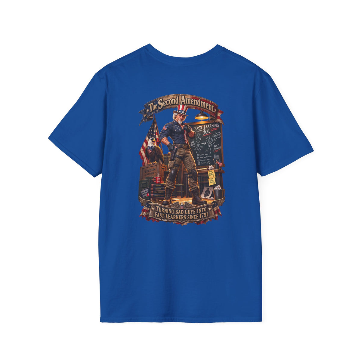 Patriotic Revolutionary War T-Shirt — Vintage American Flag Sleeves