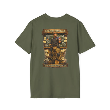 Patriotic Veteran Tribute T-Shirt— American Flag Sleeves & Military Honor Back Print
