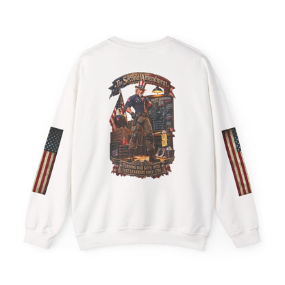 Patriotic Revolutionary War Crewneck Sweatshirt — Vintage American Flag Sleeves - Personalized