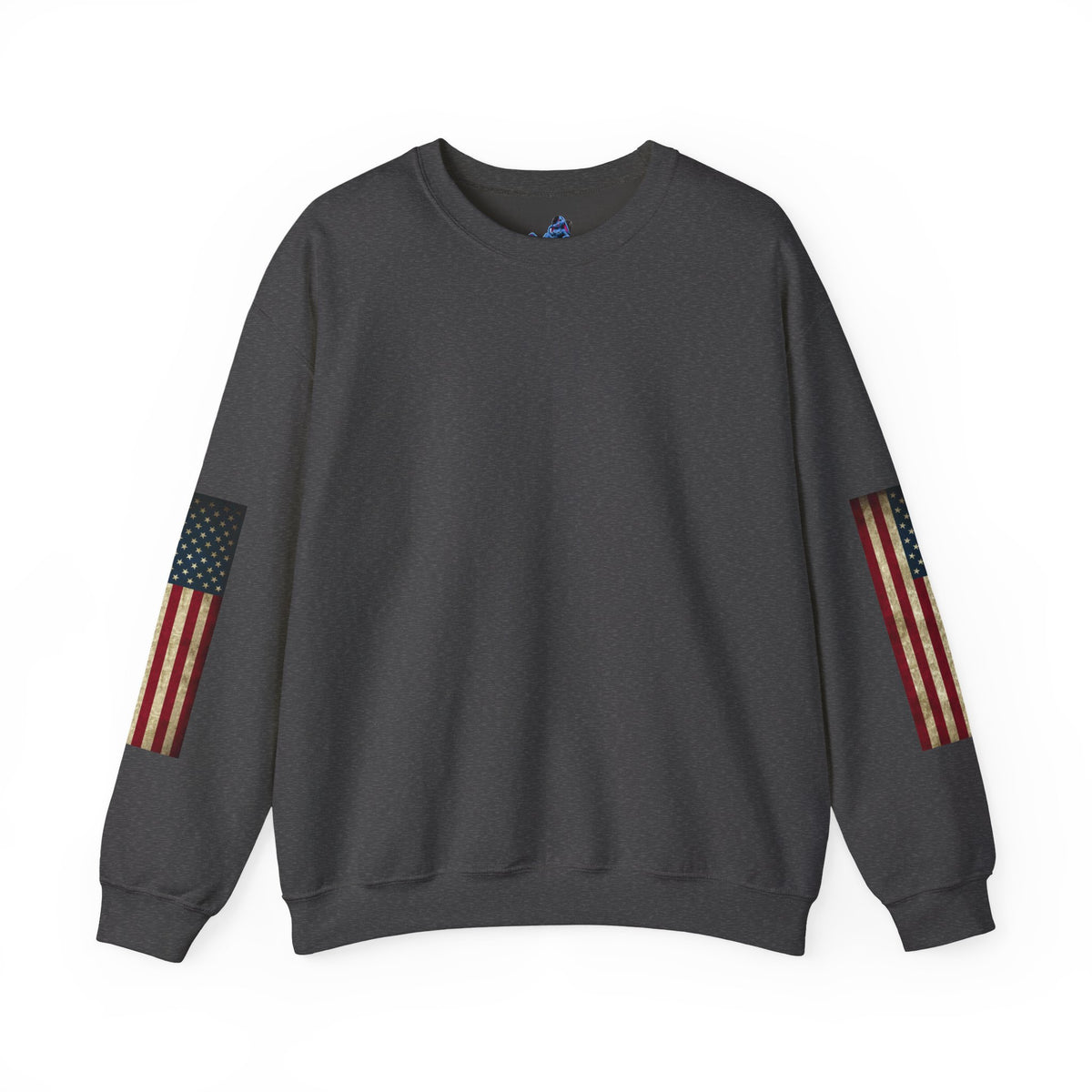 Patriotic Revolutionary War Crewneck Sweatshirt — Vintage American Flag Sleeves
