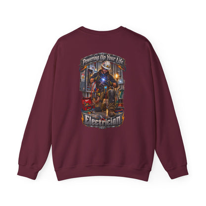 Electrician Crewneck Sweatshirt — 'Powering Up Your Life' Tradesman Gift