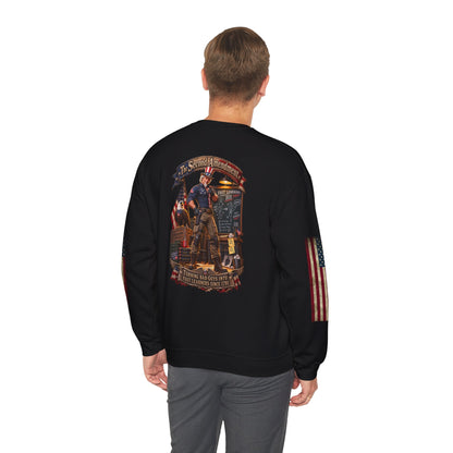 Patriotic Revolutionary War Crewneck Sweatshirt — Vintage American Flag Sleeves - Personalized